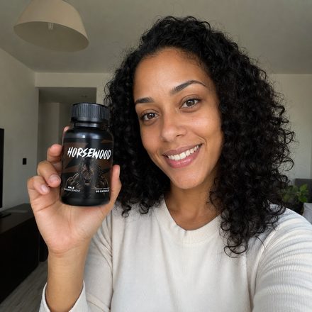 Horsewood customer holding her bottle