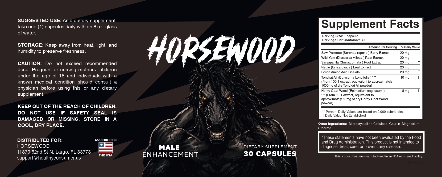 Horsewood Supplement Facts Label